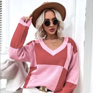 Color Block Drop Shoulder Sweater